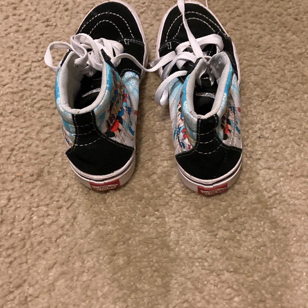 Vans Kids High-Top Sneakers - Black and White with Blue Accents